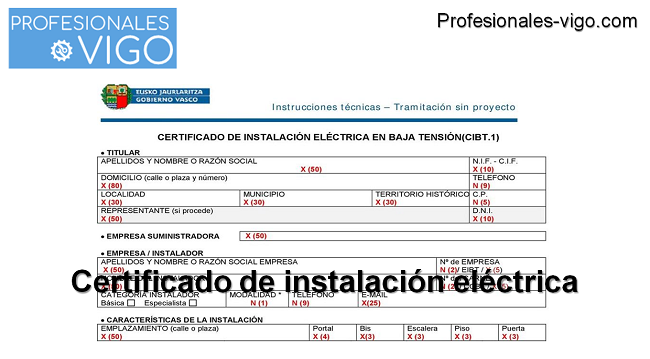 certificado de instalación eléctrica